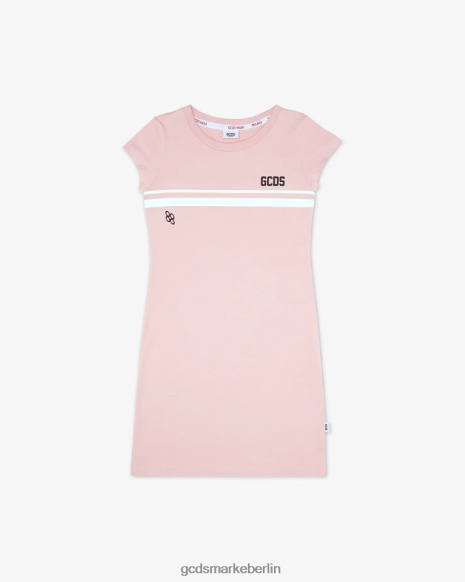 GCDS Kinder Junior-T-Shirt-Kleid mit niedrigem Logoband LP42F808 Rosa Kleidung
