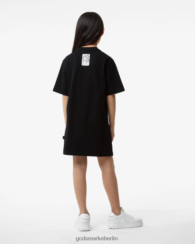 GCDS Kinder Patchwork-T-Shirt-Kleid für Kinder LP42F810 Schwarz Kleidung