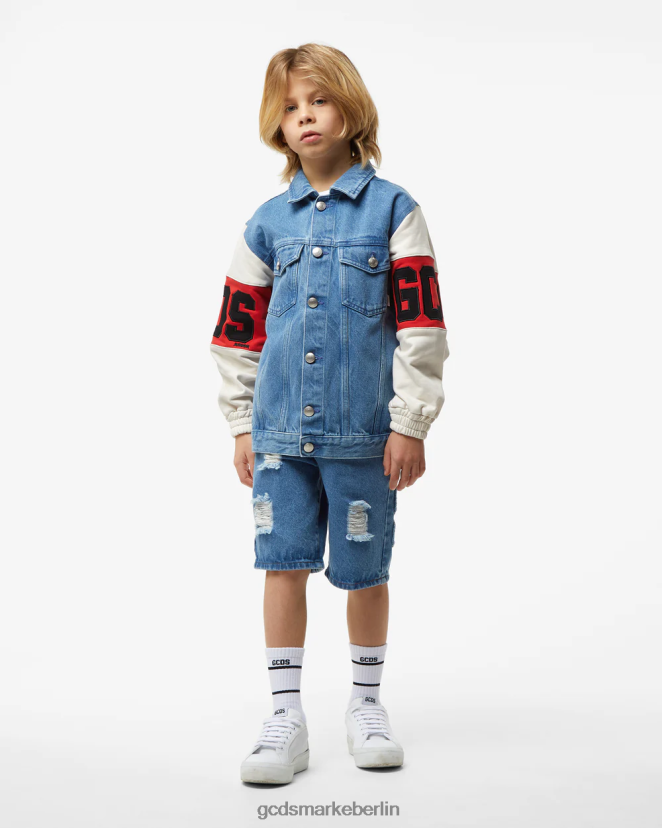 GCDS Kinder Junior-Jeansjacke mit Logoband LP42F665 Mehrfarbig Kleidung