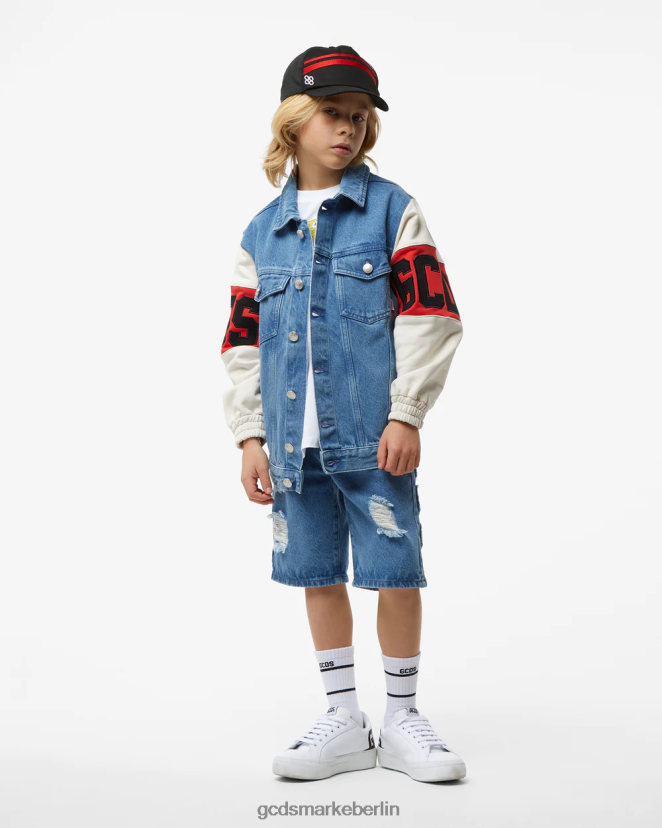 GCDS Kinder Junior-Jeansjacke mit Logoband LP42F665 Mehrfarbig Kleidung
