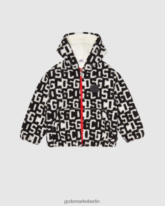 GCDS Kinder Junior-Monogramm-Kapuzenjacke LP42F659 Schwarz Kleidung