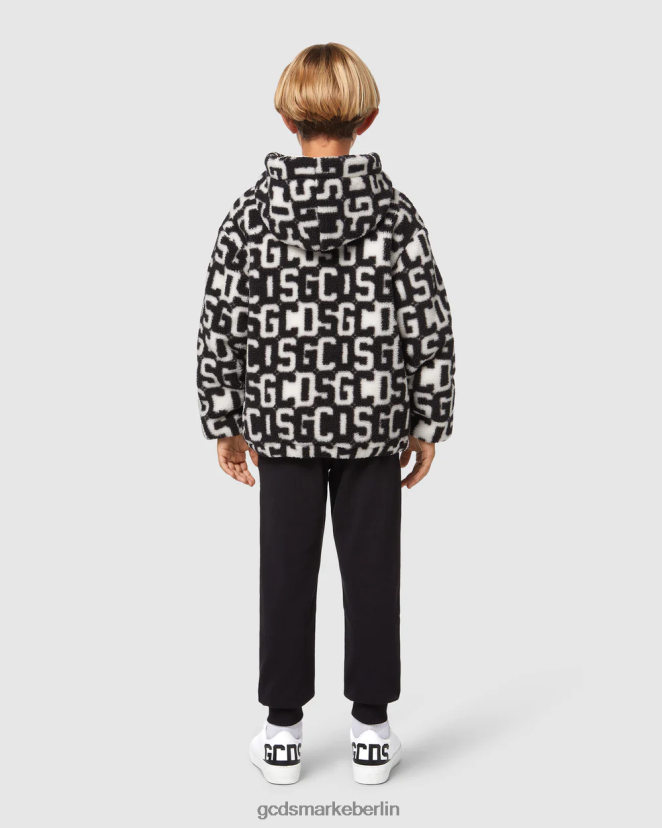 GCDS Kinder Junior-Monogramm-Kapuzenjacke LP42F659 Schwarz Kleidung