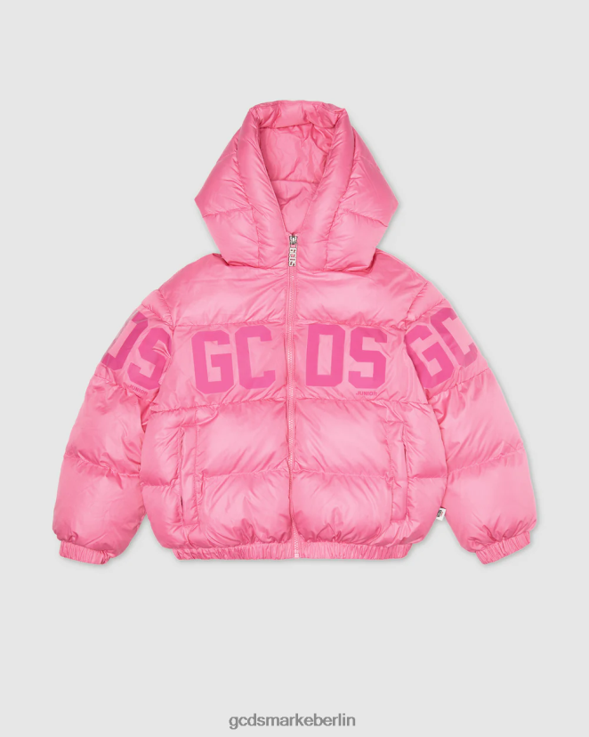 GCDS Kinder Wattierte Junior-Jacke mit Logoband LP42F660 Wiege rosa Kleidung