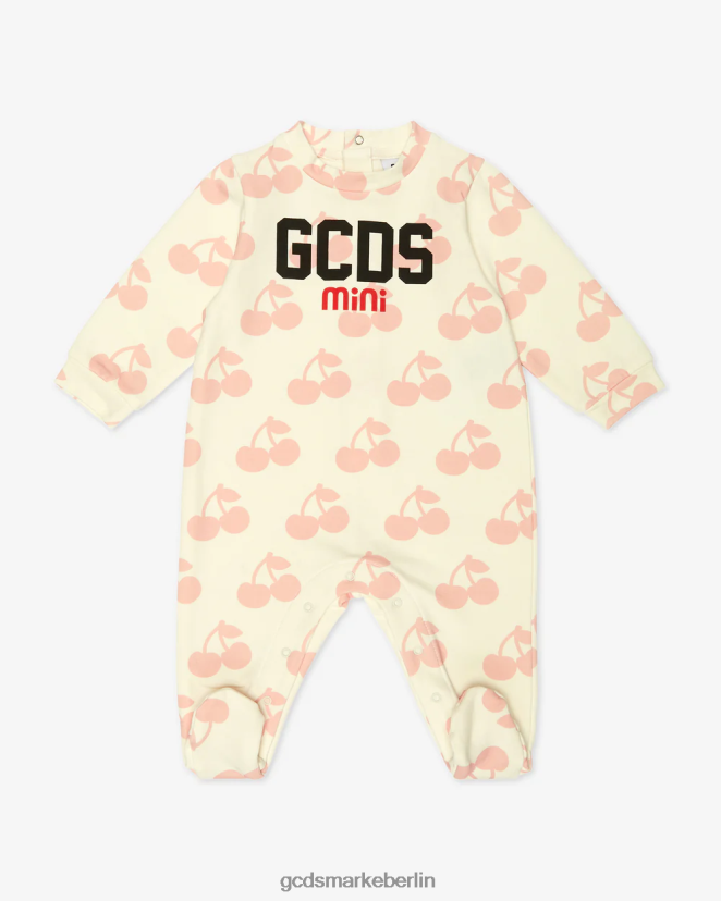 GCDS Kinder Baby-Kirsch-Spielanzug LP42F589 cremefarben/rosa Kleidung