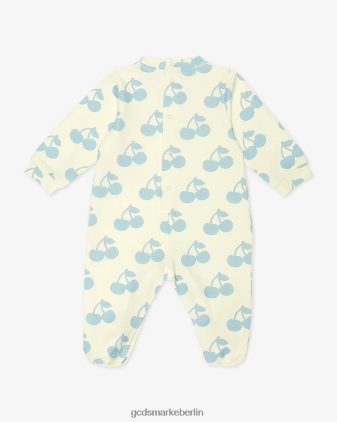 GCDS Kinder Baby-Kirsch-Spielanzug LP42F590 gebrochenes Weiß/Engelsblau Kleidung
