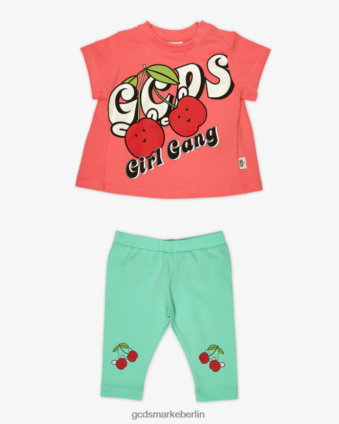 GCDS Kinder Baby-Kirsch-T-Shirt und Leggings-Set LP42F609 Mehrfarbig Kleidung