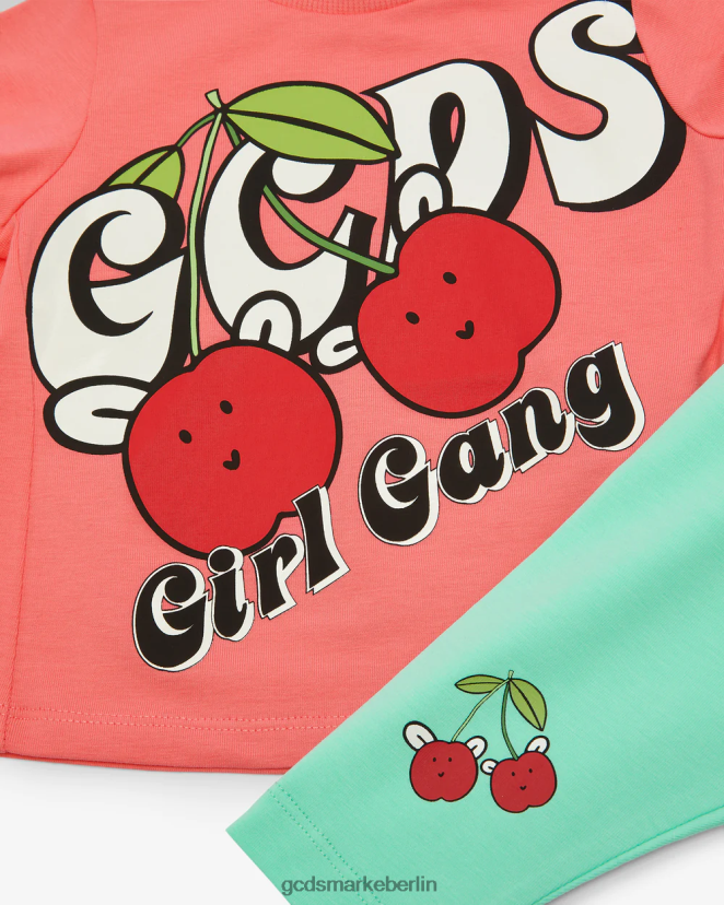 GCDS Kinder Baby-Kirsch-T-Shirt und Leggings-Set LP42F609 Mehrfarbig Kleidung