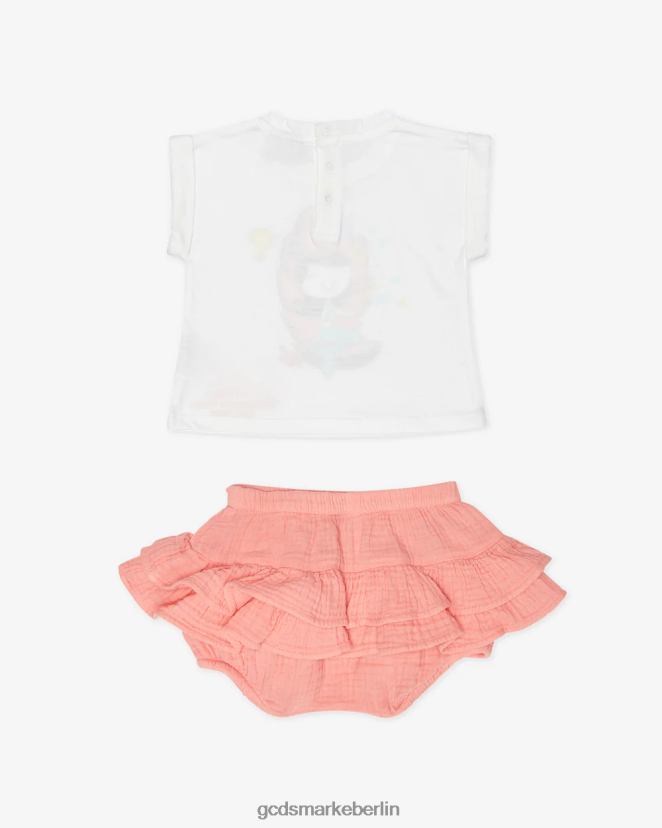 GCDS Kinder Baby-Meerjungfrau-T-Shirt und Shorts-Set LP42F620 Weiß Kleidung