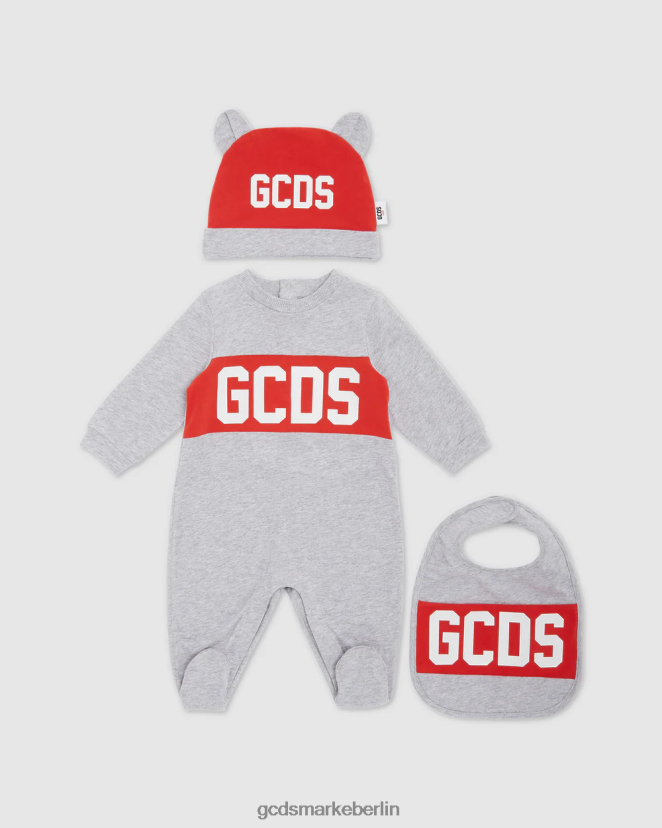 GCDS Kinder Dreiteiliges Baby-Geschenkset mit Logomotiv LP42F570 grau Kleidung