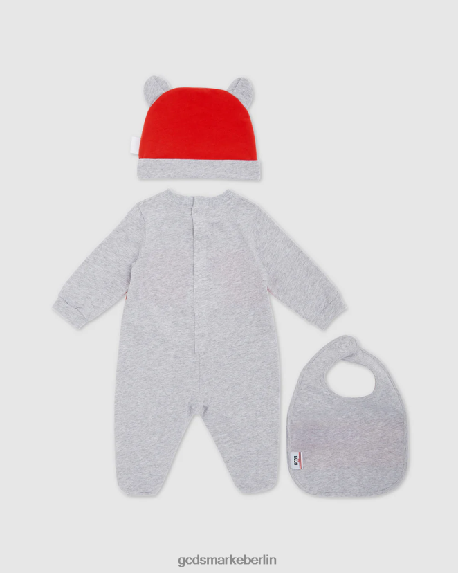 GCDS Kinder Dreiteiliges Baby-Geschenkset mit Logomotiv LP42F570 grau Kleidung