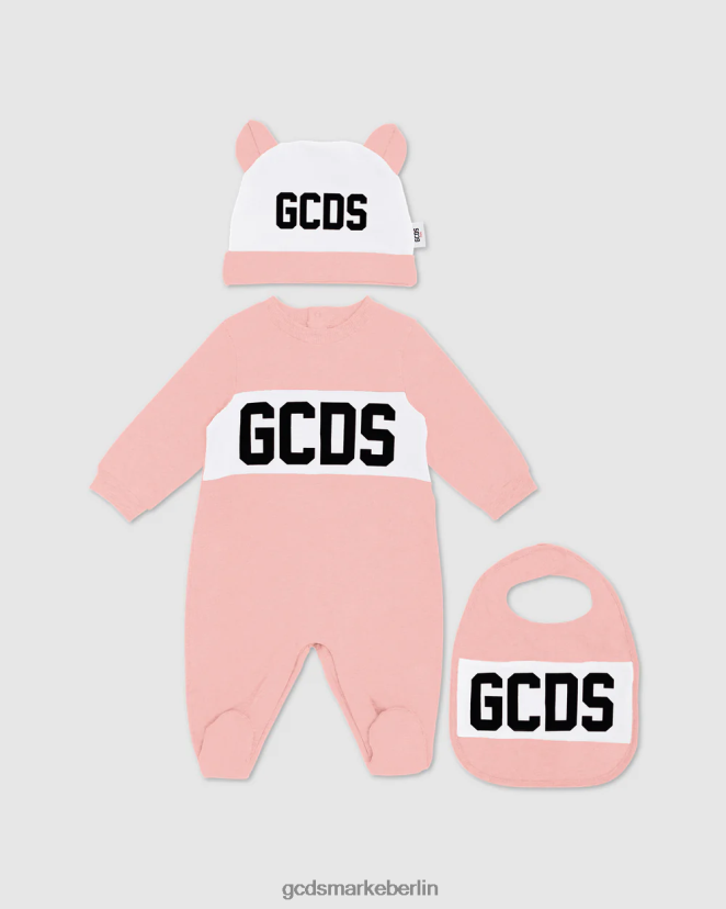 GCDS Kinder Dreiteiliges Baby-Geschenkset mit Logomotiv LP42F574 Rosa Kleidung