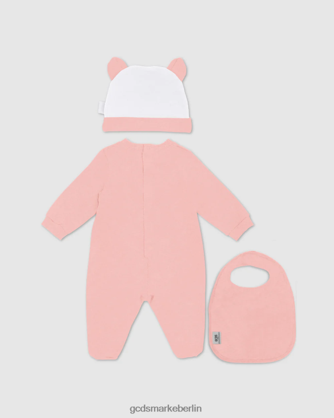 GCDS Kinder Dreiteiliges Baby-Geschenkset mit Logomotiv LP42F574 Rosa Kleidung