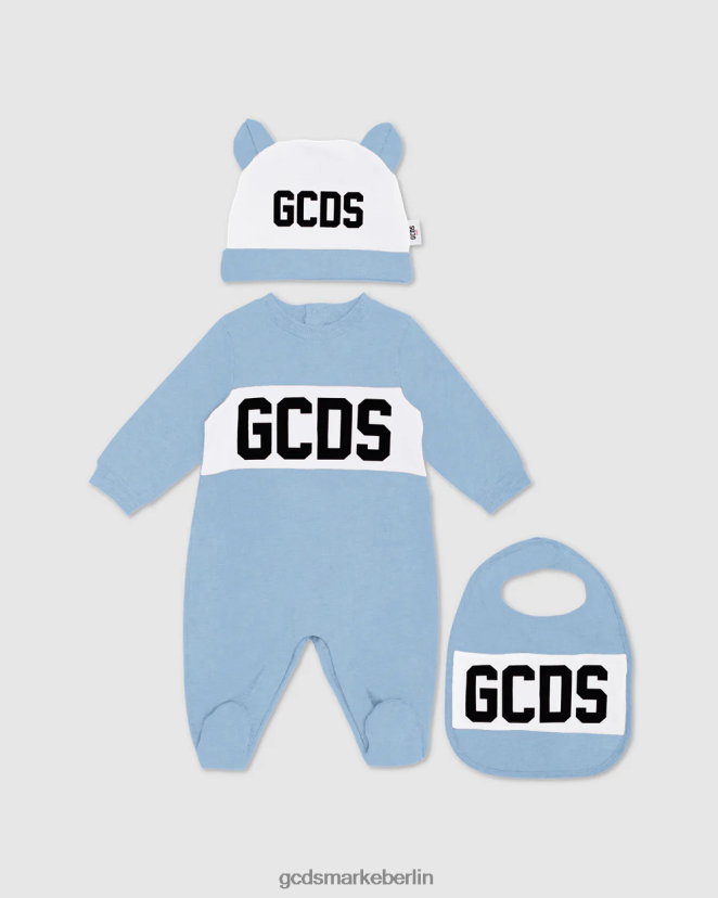 GCDS Kinder Dreiteiliges Baby-Geschenkset mit Logomotiv LP42F578 hellblau Kleidung