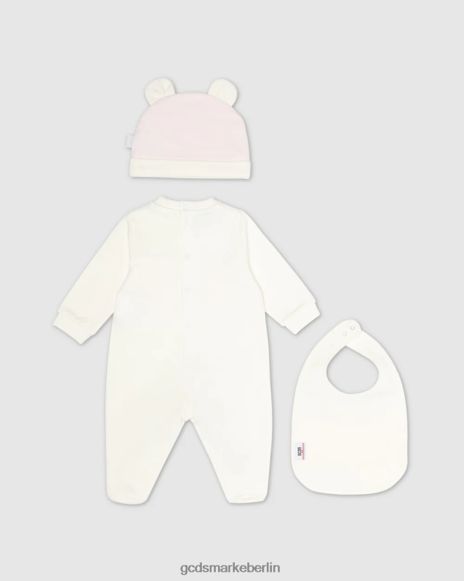 GCDS Kinder Dreiteiliges Babyset mit Logoband LP42F569 Rosa Kleidung
