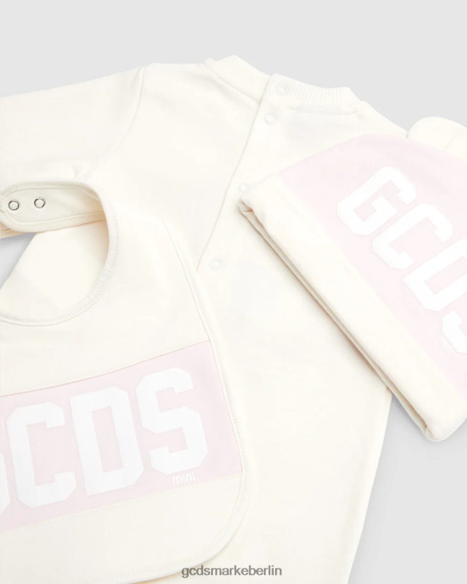 GCDS Kinder Dreiteiliges Babyset mit Logoband LP42F569 Rosa Kleidung