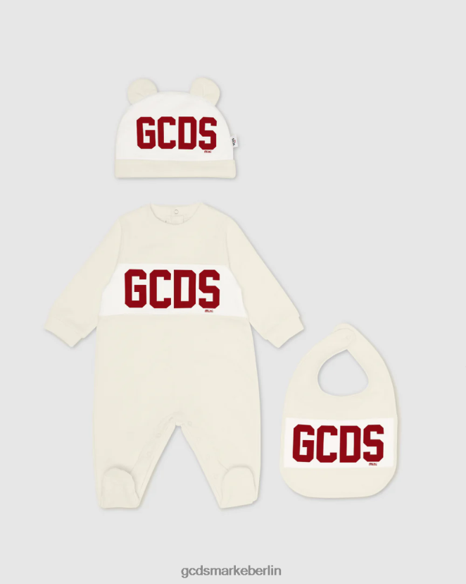 GCDS Kinder Dreiteiliges Babyset mit Logoband LP42F591 Schaumgrau Kleidung