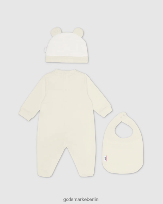 GCDS Kinder Dreiteiliges Babyset mit Logoband LP42F591 Schaumgrau Kleidung