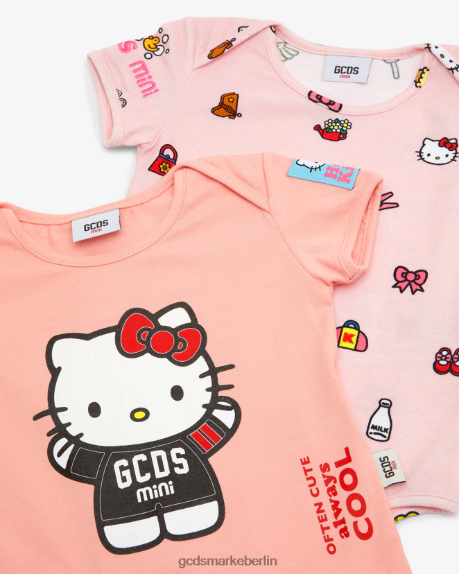 GCDS Kinder Hello Kitty zweiteiliges Baby-Body-Set LP42F573 Rosa Kleidung
