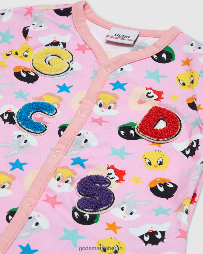 GCDS Kinder Looney Tunes-Spielanzug LP42F581 Wiege rosa Kleidung