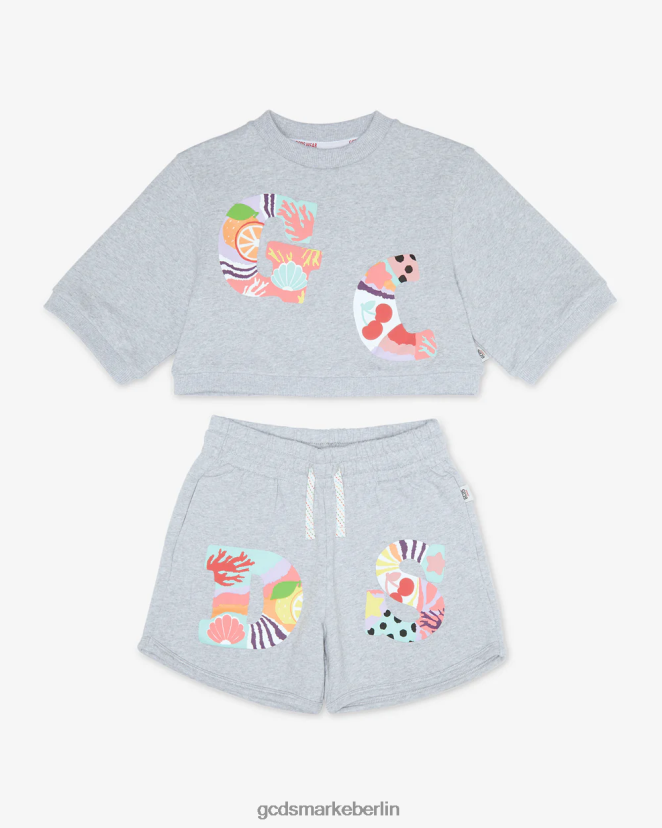GCDS Kinder Patchwork-T-Shirt und Shorts-Set für Kinder LP42F786 grau Kleidung