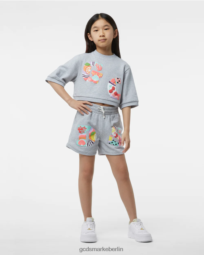 GCDS Kinder Patchwork-T-Shirt und Shorts-Set für Kinder LP42F786 grau Kleidung