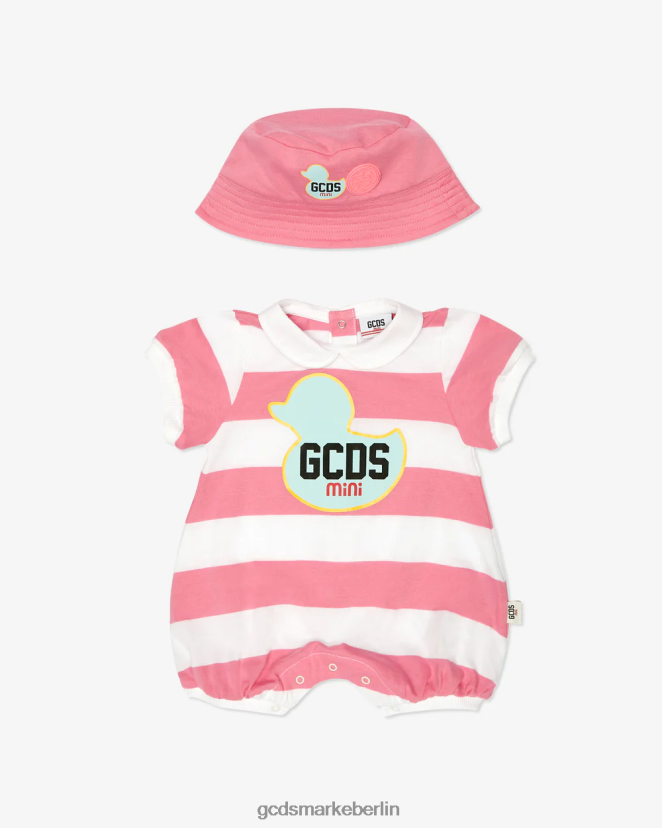 GCDS Kinder Zweiteiliges Baby-Set mit Ente LP42F587 Rosa Kleidung