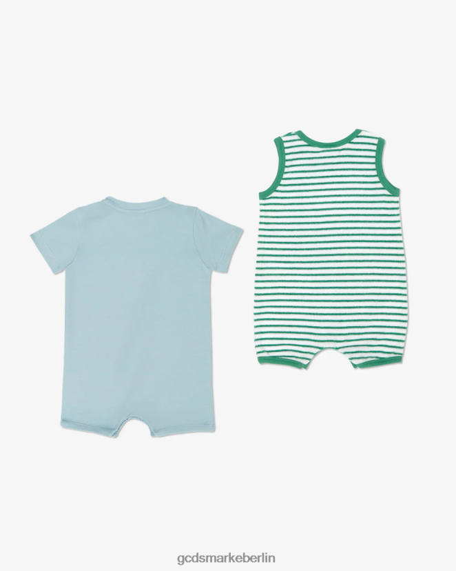 GCDS Kinder Zweiteiliges Baby-Strampler-Set „Frosch“. LP42F588 hellblau Kleidung