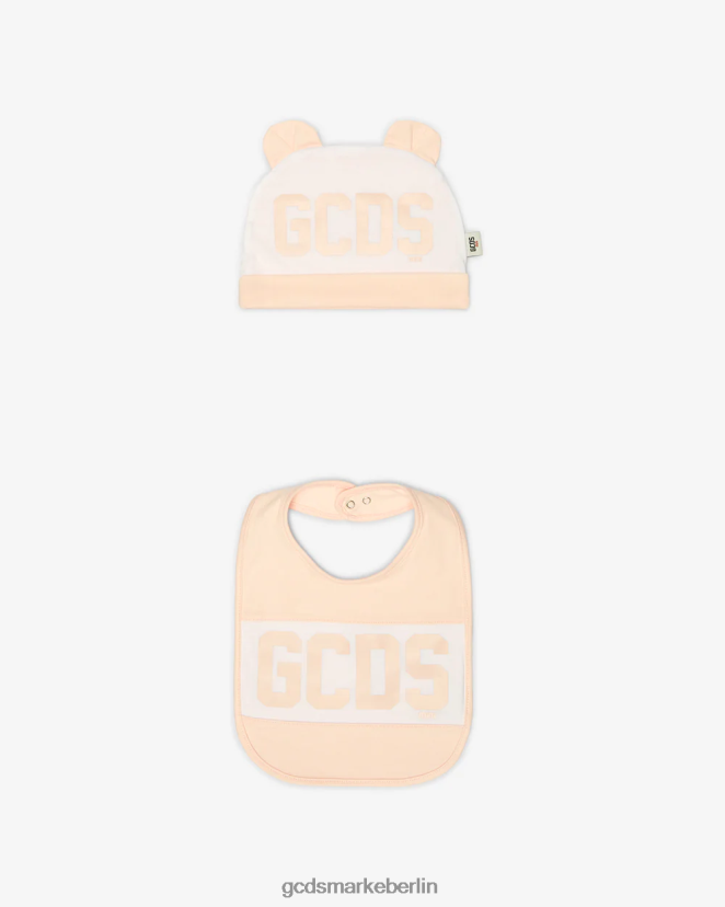 GCDS Kinder Zweiteiliges Babyset mit Logoband LP42F585 Baby Pink Kleidung