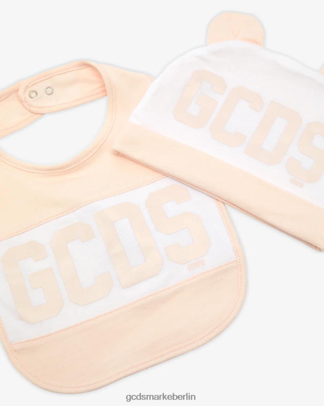 GCDS Kinder Zweiteiliges Babyset mit Logoband LP42F585 Baby Pink Kleidung