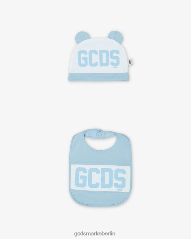 GCDS Kinder Zweiteiliges Babyset mit Logoband LP42F586 Engelsblau Kleidung