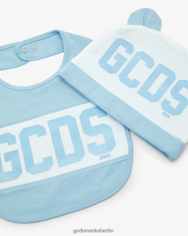 GCDS Kinder Zweiteiliges Babyset mit Logoband LP42F586 Engelsblau Kleidung