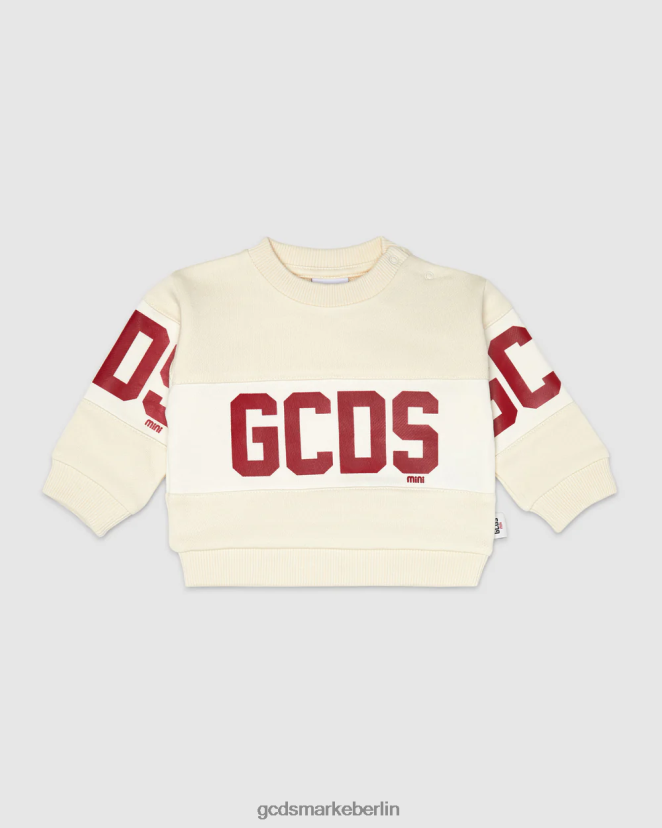 GCDS Kinder Kapuzenpullover mit Baby-Logoband LP42F613 Schaumgrau Kleidung