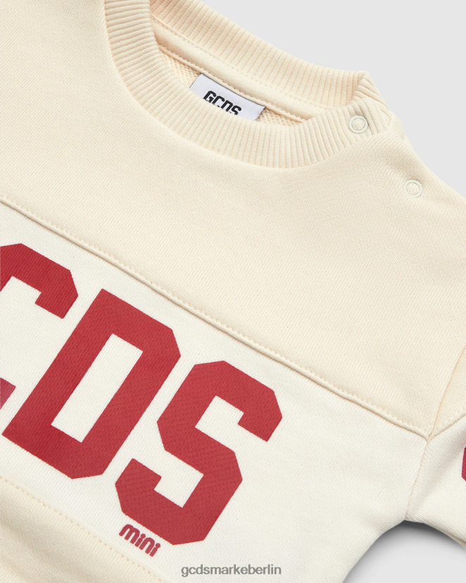 GCDS Kinder Kapuzenpullover mit Baby-Logoband LP42F613 Schaumgrau Kleidung
