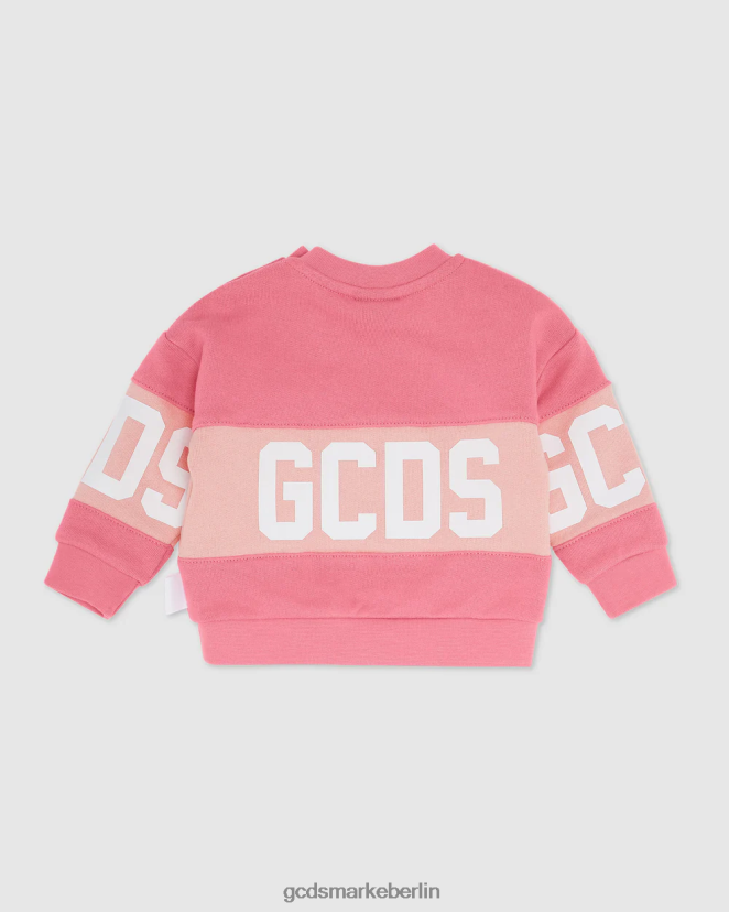 GCDS Kinder Kapuzenpullover mit Baby-Logomotiv LP42F612 Wiege rosa Kleidung