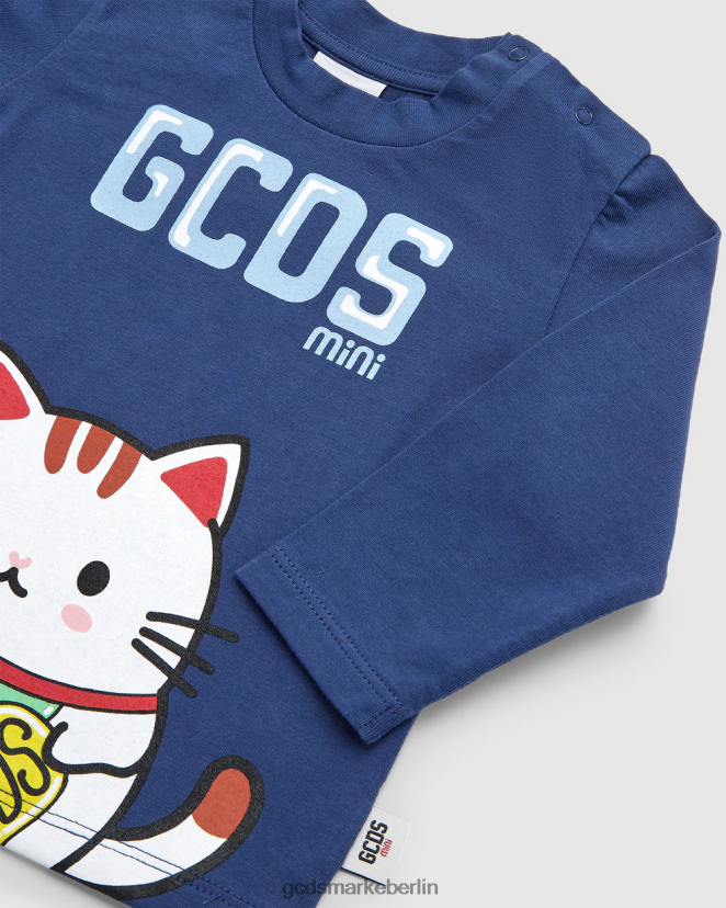 GCDS Kinder Baby-Kittho-T-Shirt LP42F629 Blau Kleidung