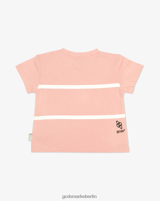 GCDS Kinder Baby-T-Shirt mit Logo und niedrigem Bund LP42F639 Rosa Kleidung