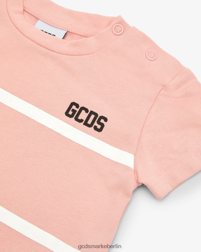 GCDS Kinder Baby-T-Shirt mit Logo und niedrigem Bund LP42F639 Rosa Kleidung