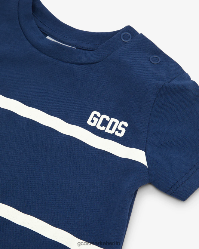 GCDS Kinder Baby-T-Shirt mit Logo und niedrigem Bund LP42F640 Blau Kleidung