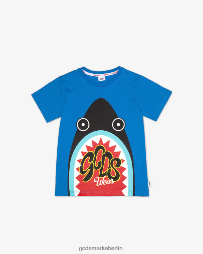 GCDS Kinder Hai-T-Shirt für Kinder LP42F729 Blau Kleidung