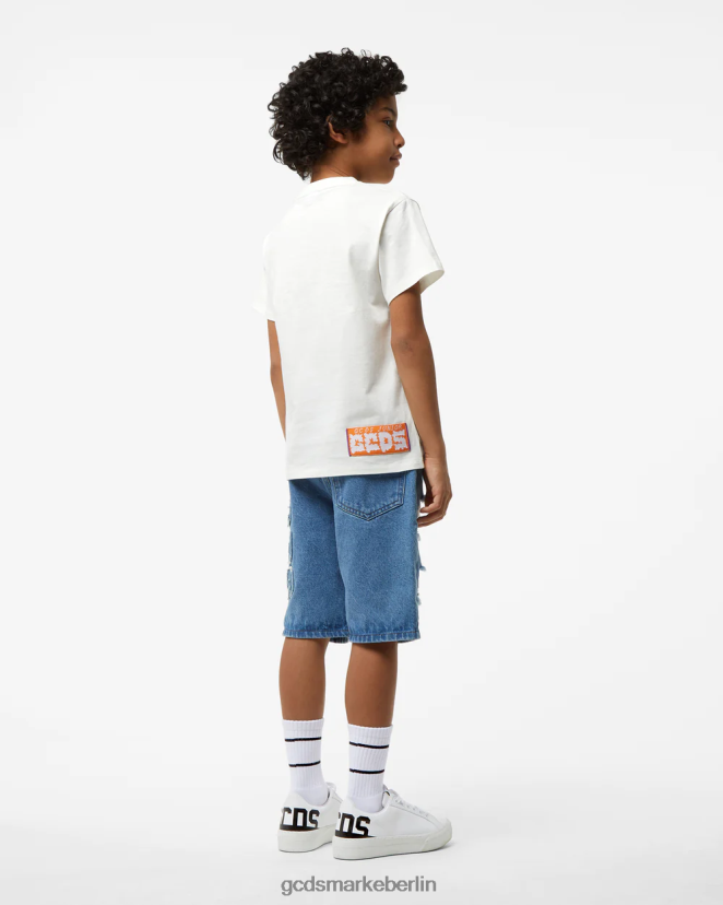 GCDS Kinder Hai-T-Shirt für Kinder LP42F730 cremefarben Kleidung
