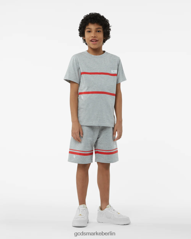 GCDS Kinder Junior-Low-Band-Logo-T-Shirt LP42F718 grau Kleidung