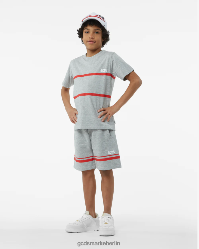 GCDS Kinder Junior-Low-Band-Logo-T-Shirt LP42F718 grau Kleidung