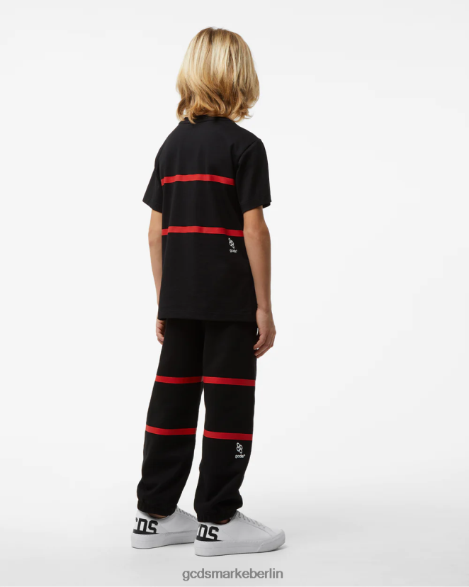 GCDS Kinder Junior-Low-Band-Logo-T-Shirt LP42F719 Schwarz Kleidung