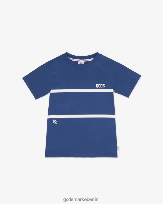 GCDS Kinder Junior-Low-Band-Logo-T-Shirt LP42F720 Blau Kleidung