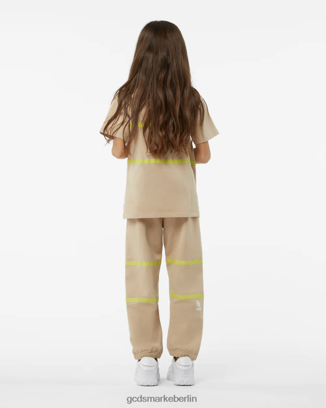 GCDS Kinder Junior-Low-Band-Logo-T-Shirt LP42F721 Beige Kleidung