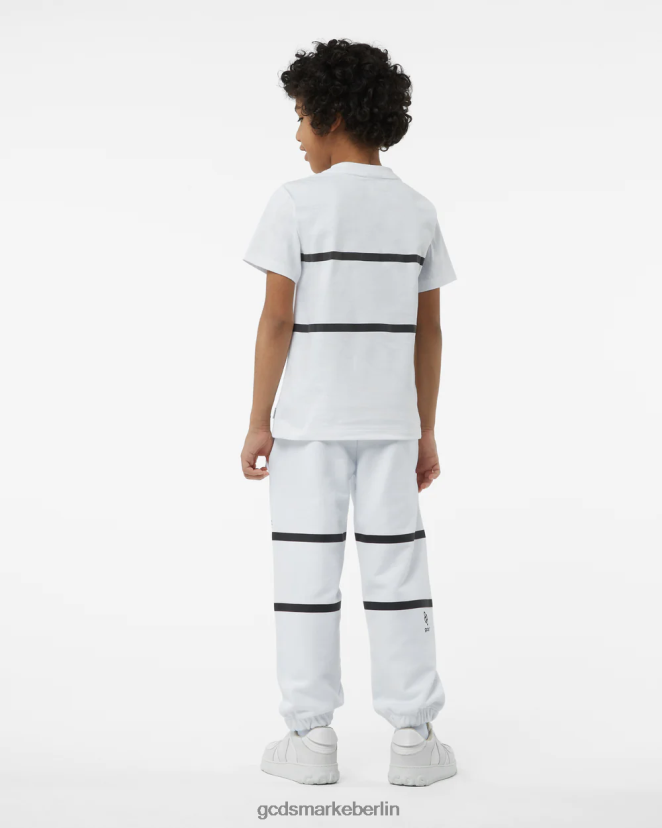 GCDS Kinder Junior-Low-Band-Logo-T-Shirt LP42F722 Weiß Kleidung
