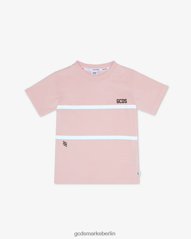 GCDS Kinder Junior-Low-Band-Logo-T-Shirt LP42F789 Rosa Kleidung