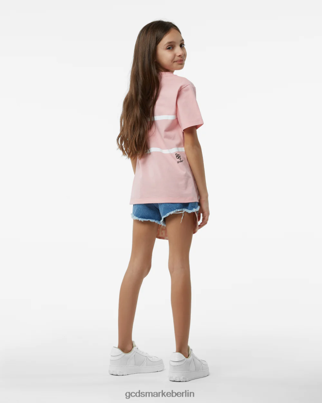 GCDS Kinder Junior-Low-Band-Logo-T-Shirt LP42F789 Rosa Kleidung