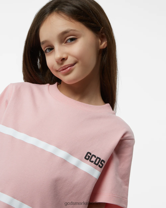 GCDS Kinder Junior-Low-Band-Logo-T-Shirt LP42F789 Rosa Kleidung