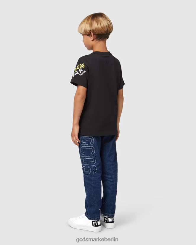 GCDS Kinder Junior-Monster-T-Shirt LP42F711 Schwarz Kleidung